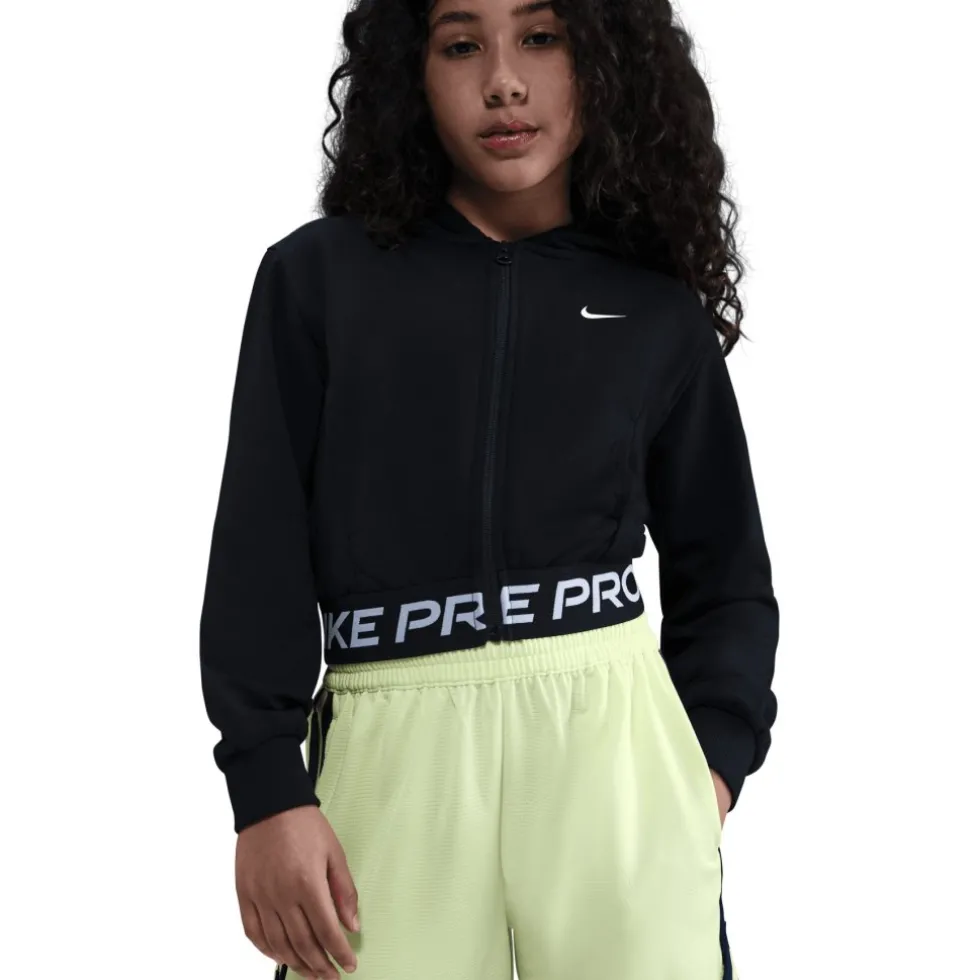 Nike Pro Fleece Dri-FIT Jas met Capuchon Kinderen - zwart/zwart/zwart/wit HQ9312-011