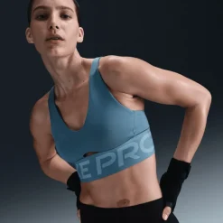 Sport Bh'S|Ondergoed < Nike Pro Indy Plunge Sportbeha met medium ondersteuning Dames - rokerig blauw/denim turquoise/wit HF7324-006