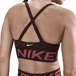 Nike Pro Indy Plunge Sportbeha met medium ondersteuning Dames - burgundy crush/canyon rust/white HF7324-652