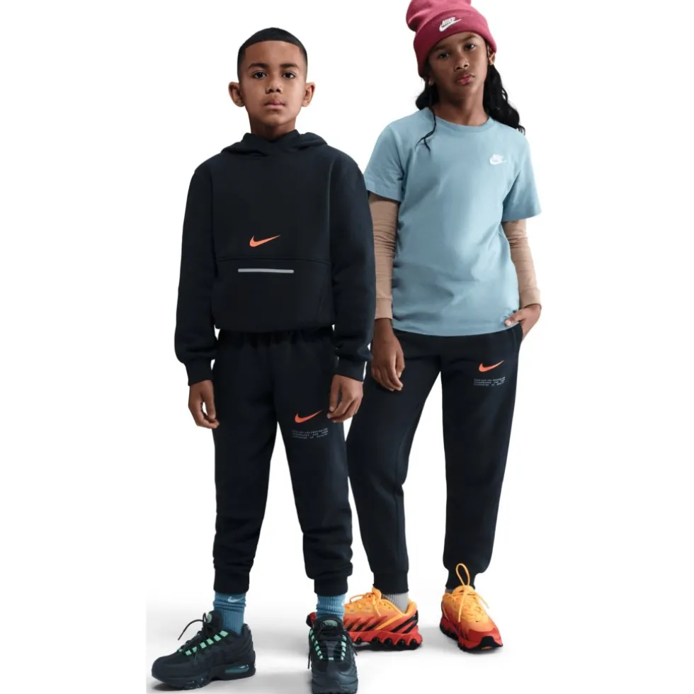 Nike Sportswear Club Fleece Joggingbroek Kinderen - black/black/safety orange HV0393-010