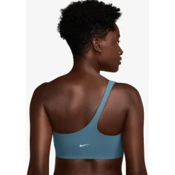 Nike Zenvy Asymmetrical Sportbeha met lichte ondersteuning Dames - smokey blue/white HQ9182-006