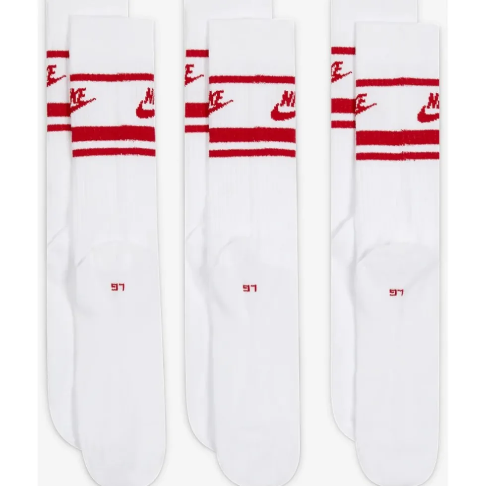 Nike Sportswear Everyday Essential Crew Sokken (3 Paar) - white/university red/university red DX5089-102