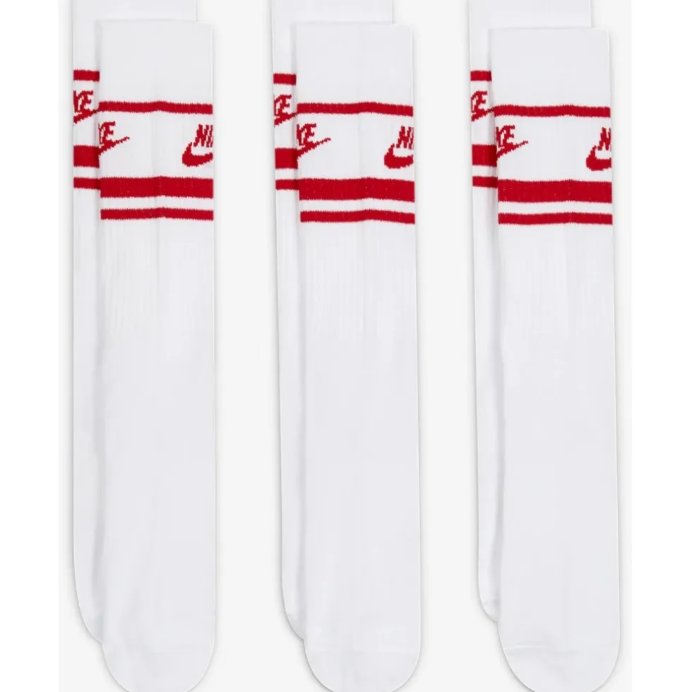 Nike Sportswear Everyday Essential Crew Sokken (3 Paar) - white/university red/university red DX5089-102