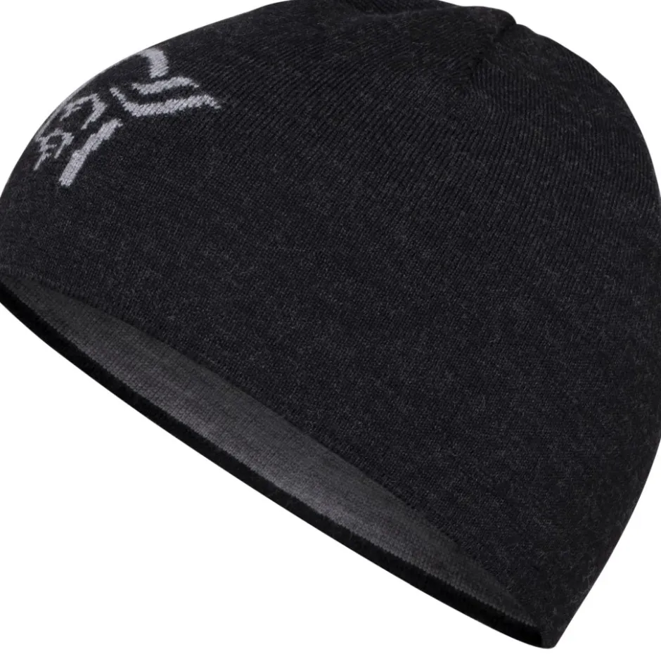 Mutsen < Norrona /29 light merinoUll logo Beanie - Caviar Melange