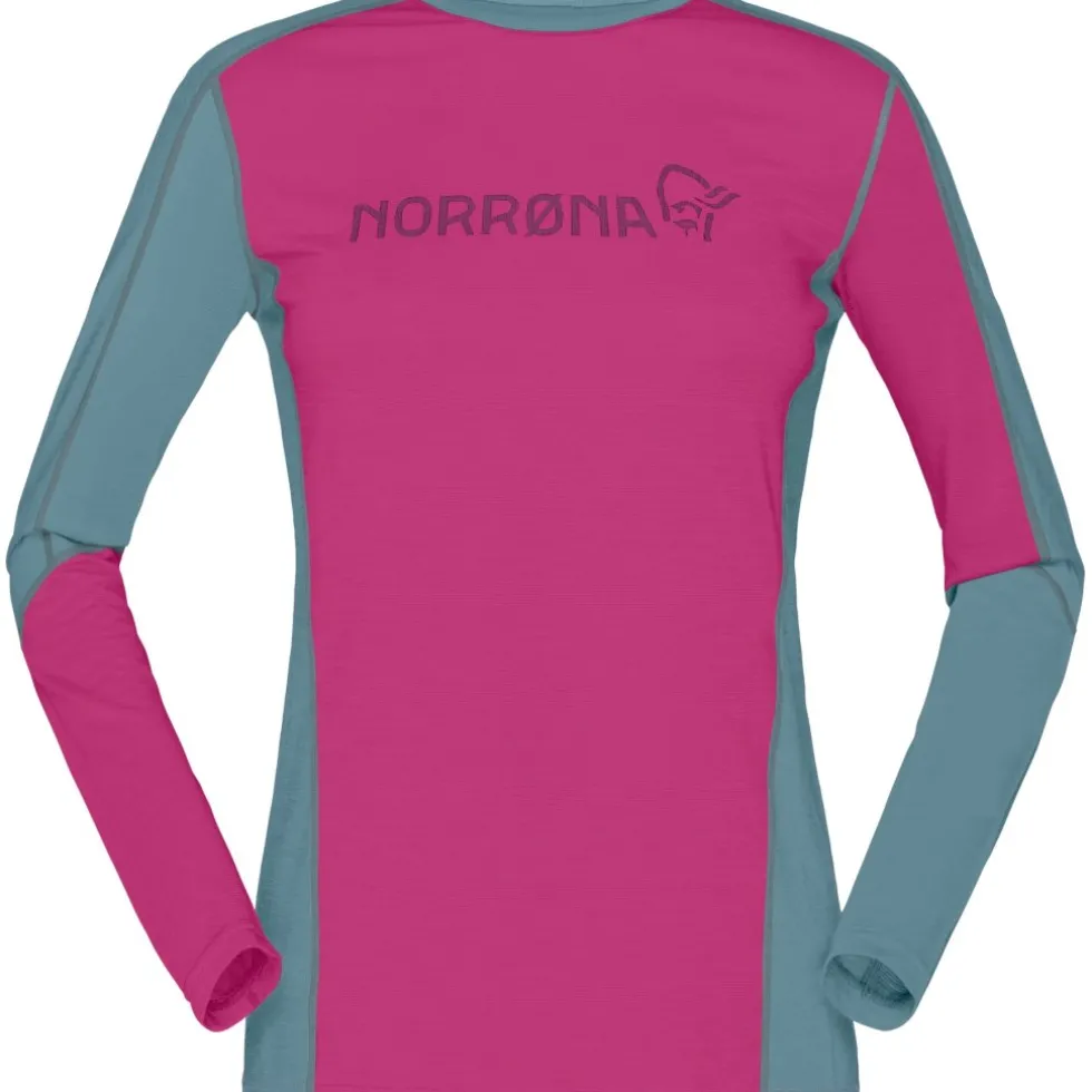 Norrona falketind equaliser merino round Neck Shirt met Lange Mouwen Dames - Festival Fuchsia
