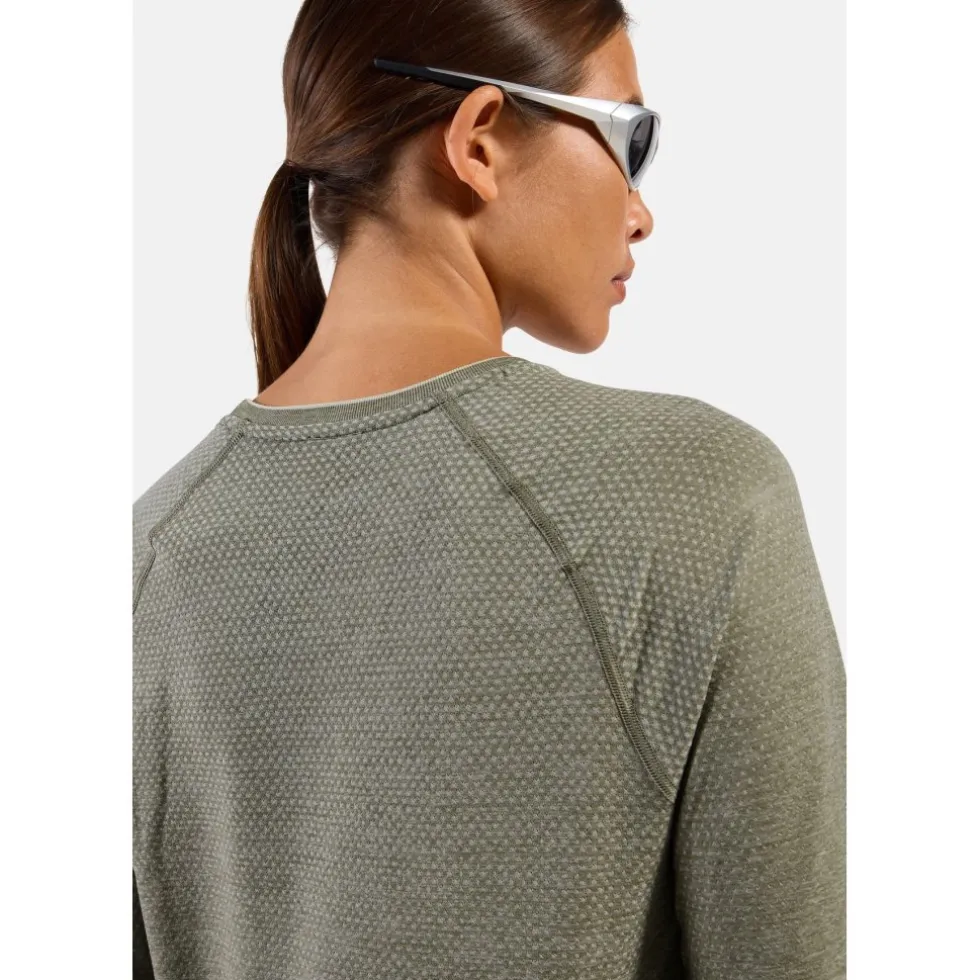 Odlo Essentials Seamless Hardloopshirt met lange mouwen 2.0 voor dames - vetiver melange