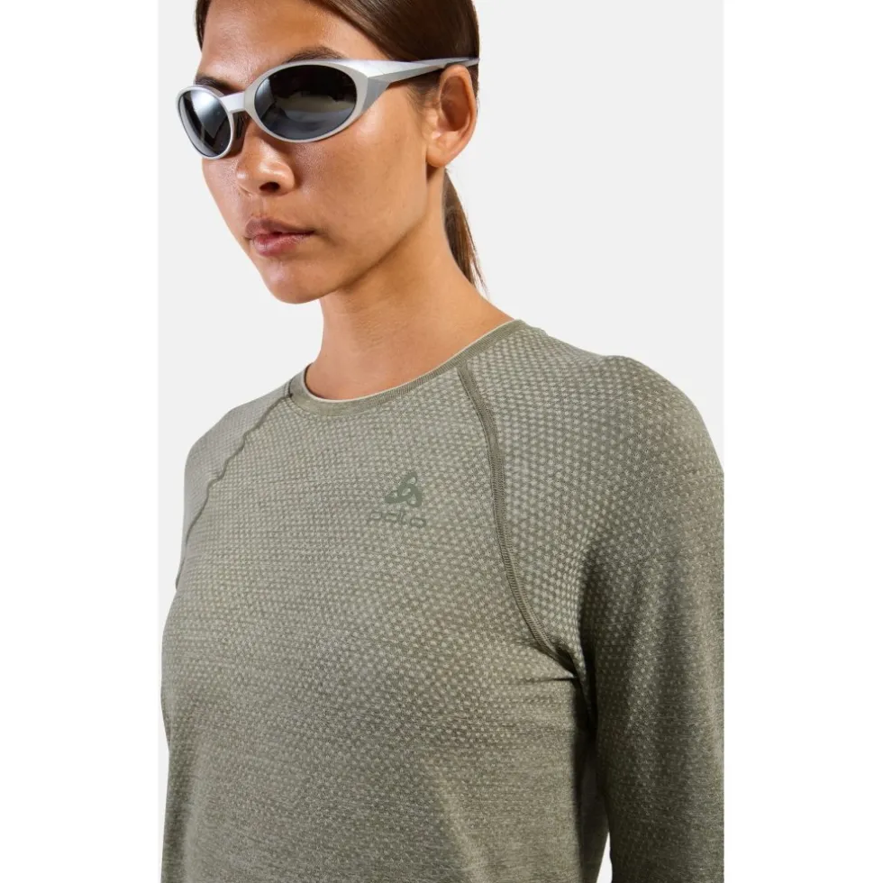 Odlo Essentials Seamless Hardloopshirt met lange mouwen 2.0 voor dames - vetiver melange