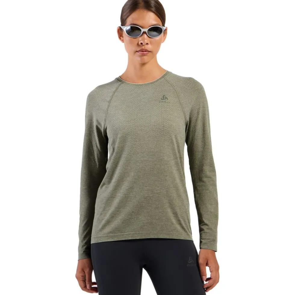 Odlo Essentials Seamless Hardloopshirt met lange mouwen 2.0 voor dames - vetiver melange