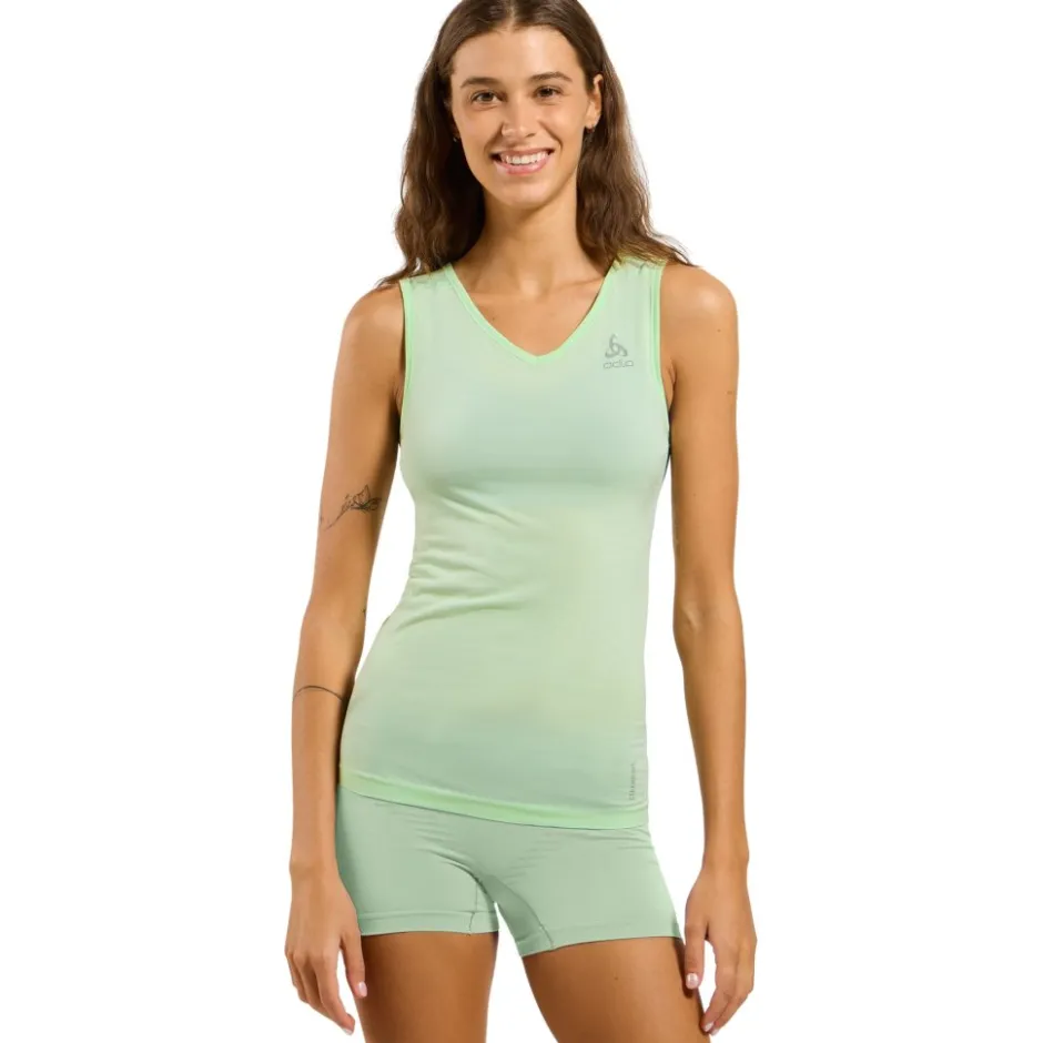Ondershirts|Ondergoed < Odlo Performance X-ight V-Neck Hemd zonder Mouwen Dames - patina green