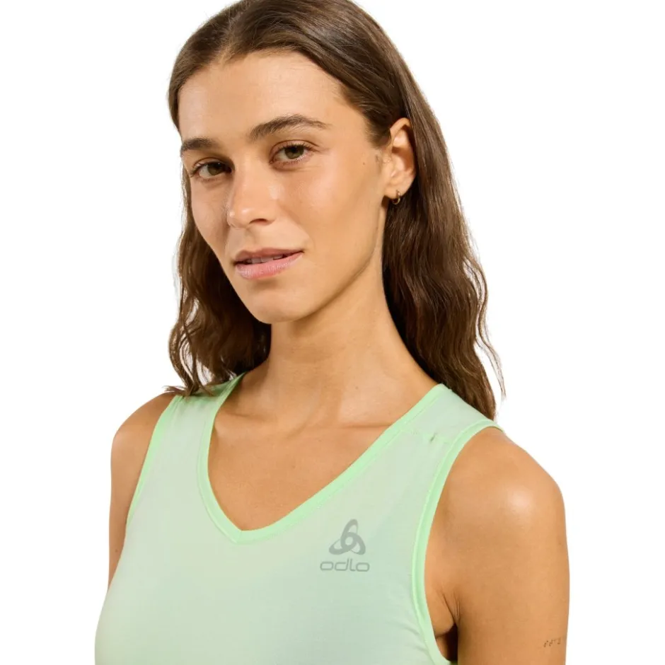 Ondershirts|Ondergoed < Odlo Performance X-ight V-Neck Hemd zonder Mouwen Dames - patina green