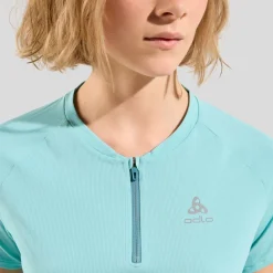 Odlo X-Alp Half-Zip Hardloopshirt Dames - aqua haze