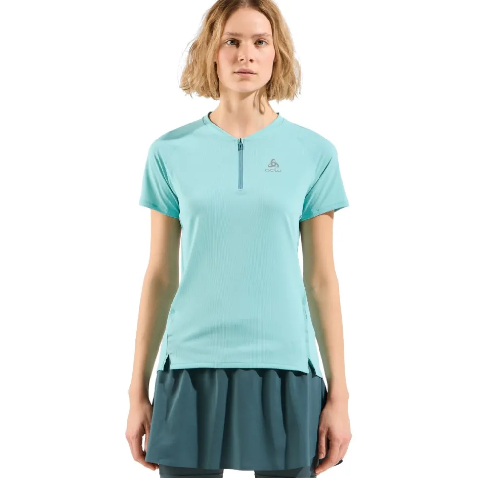 Odlo X-Alp Half-Zip Hardloopshirt Dames - aqua haze