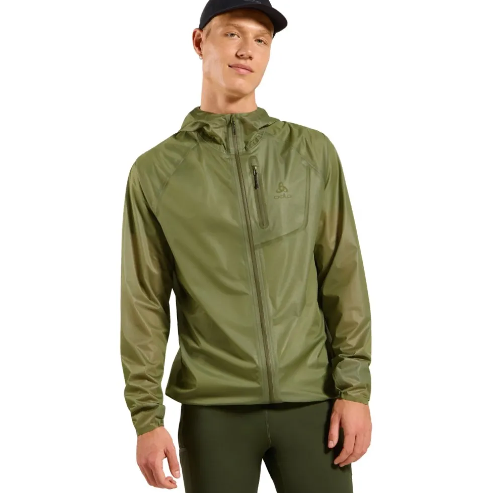 Odlo Zeroweight Dual Dry Performance Knit Waterdichte Hardloopjas Heren - guacamole
