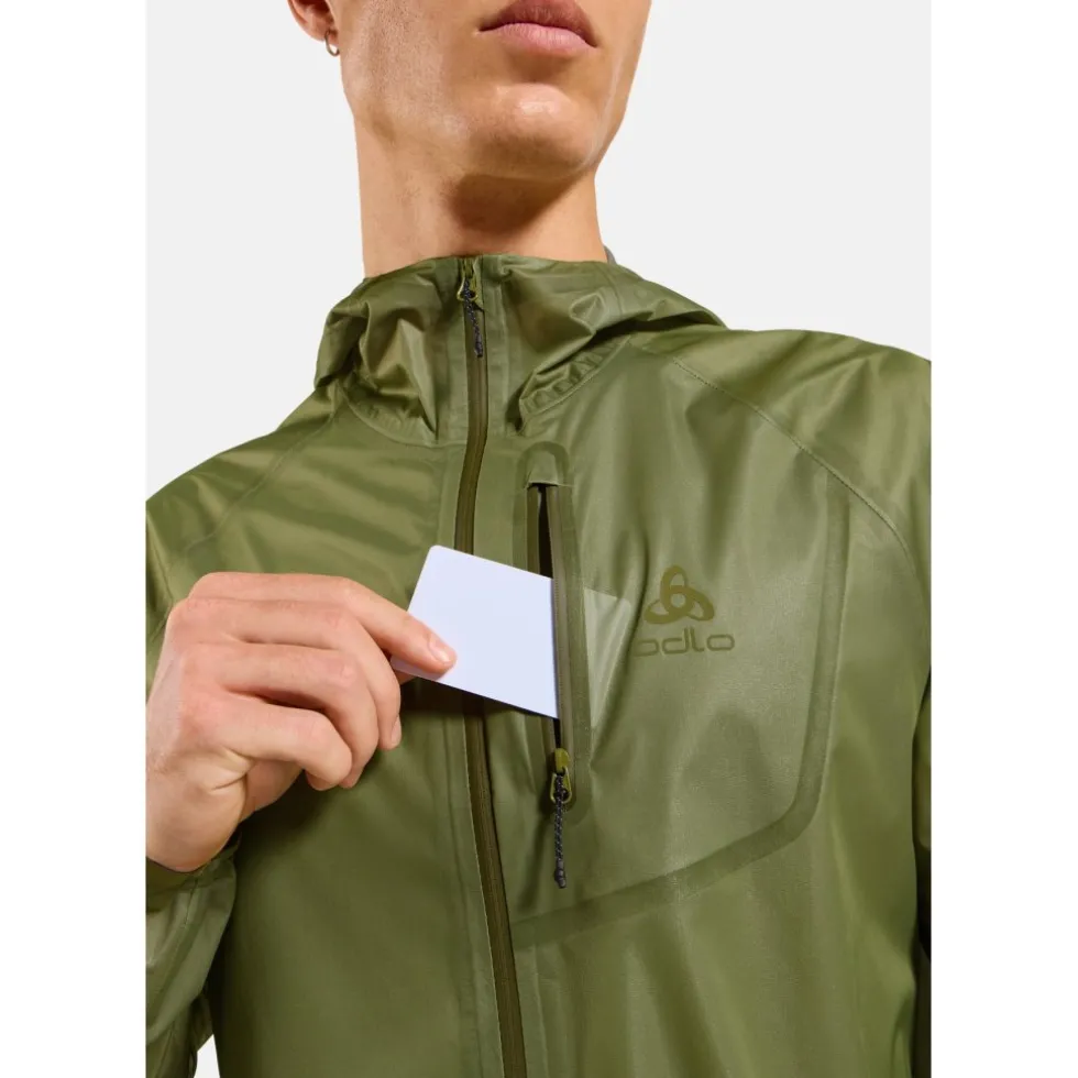 Odlo Zeroweight Dual Dry Performance Knit Waterdichte Hardloopjas Heren - guacamole