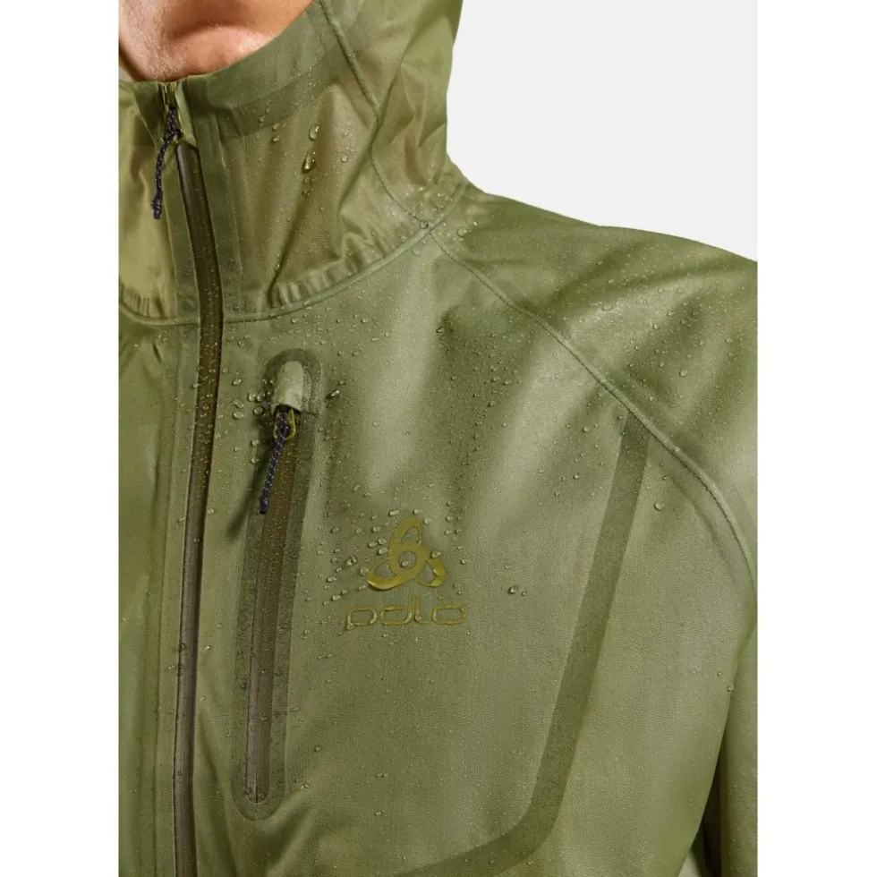 Odlo Zeroweight Dual Dry Performance Knit Waterdichte Hardloopjas Heren - guacamole