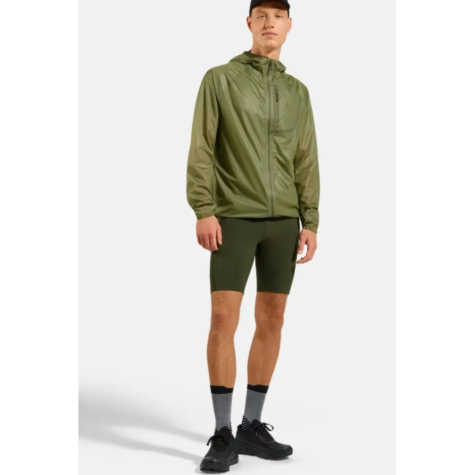 Odlo Zeroweight Dual Dry Performance Knit Waterdichte Hardloopjas Heren - guacamole