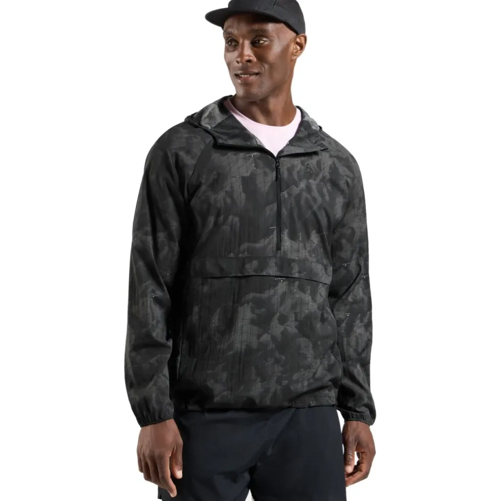 Odlo Zeroweight Hyper Print Hardloopanorak met capuchon voor heren - black