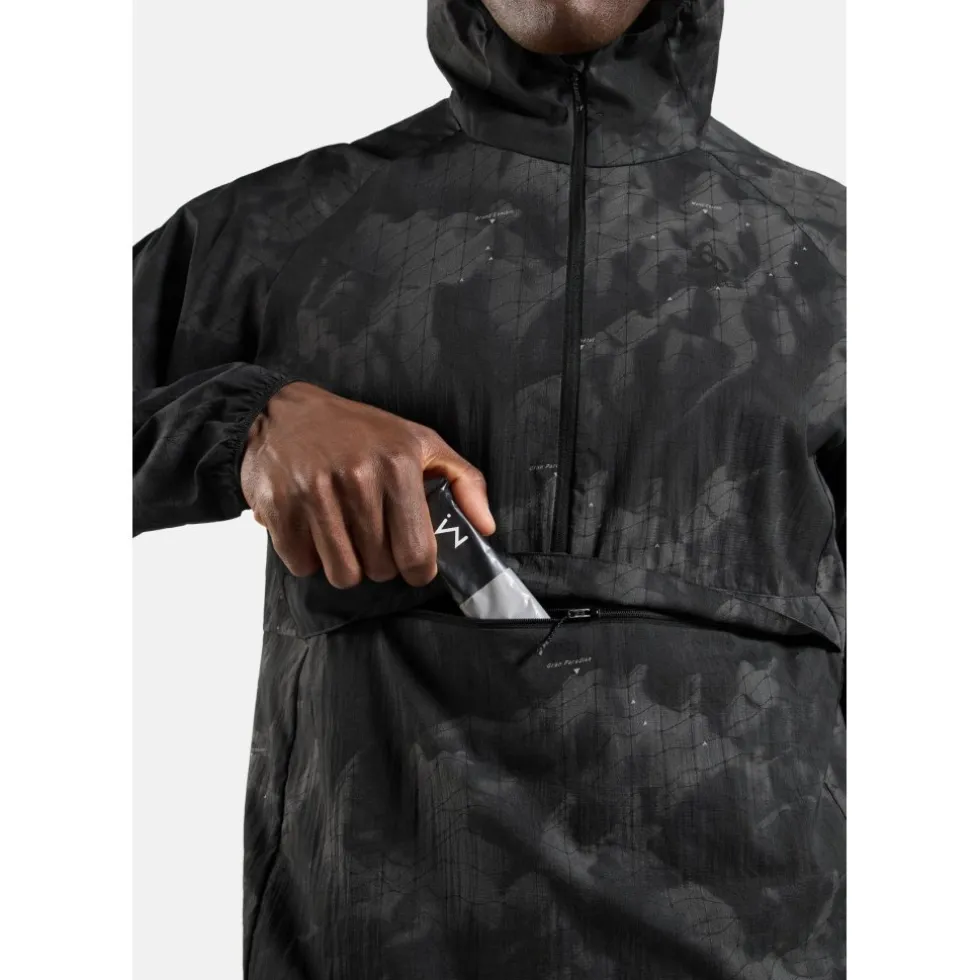 Odlo Zeroweight Hyper Print Hardloopanorak met capuchon voor heren - black