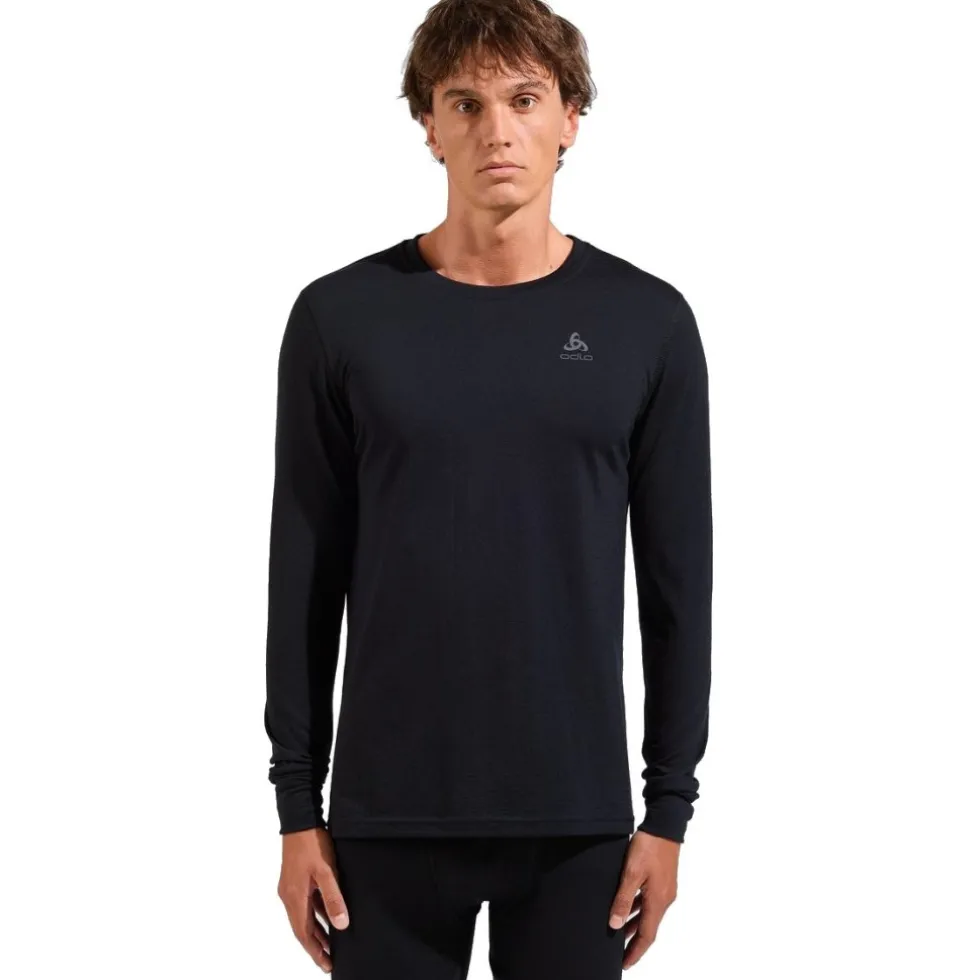 Odlo Natural Merino 200 Crew Neck Hemd met Lange Mouwen Heren - zwart