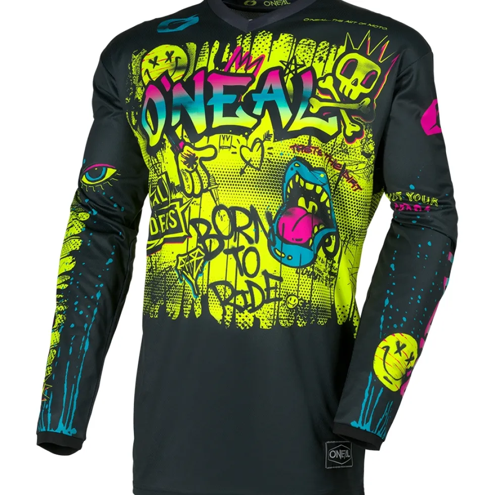 O'Neal Element Fietsshirt met Lange Mouwen Kinderen - RANCID V.26 black/neon yellow