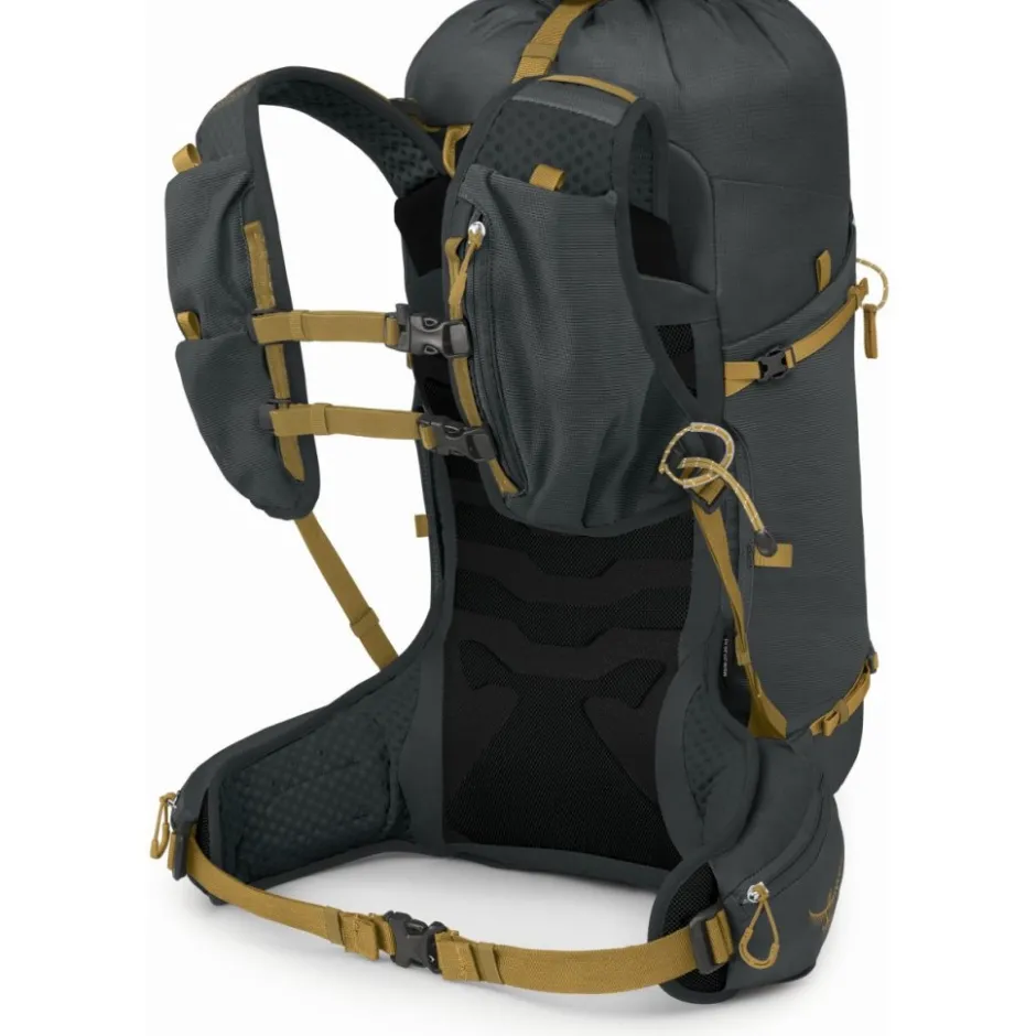 Rugzakken & Drinksystemen|Drinkrugzakken < Osprey Talon Velocity 30 Rugzak - S/M - Dark Charcoal/Tumbleweed Yellow