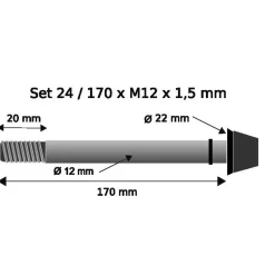 Pitlock Set 24 Steekas 12x170mm x1.5mm - zwart