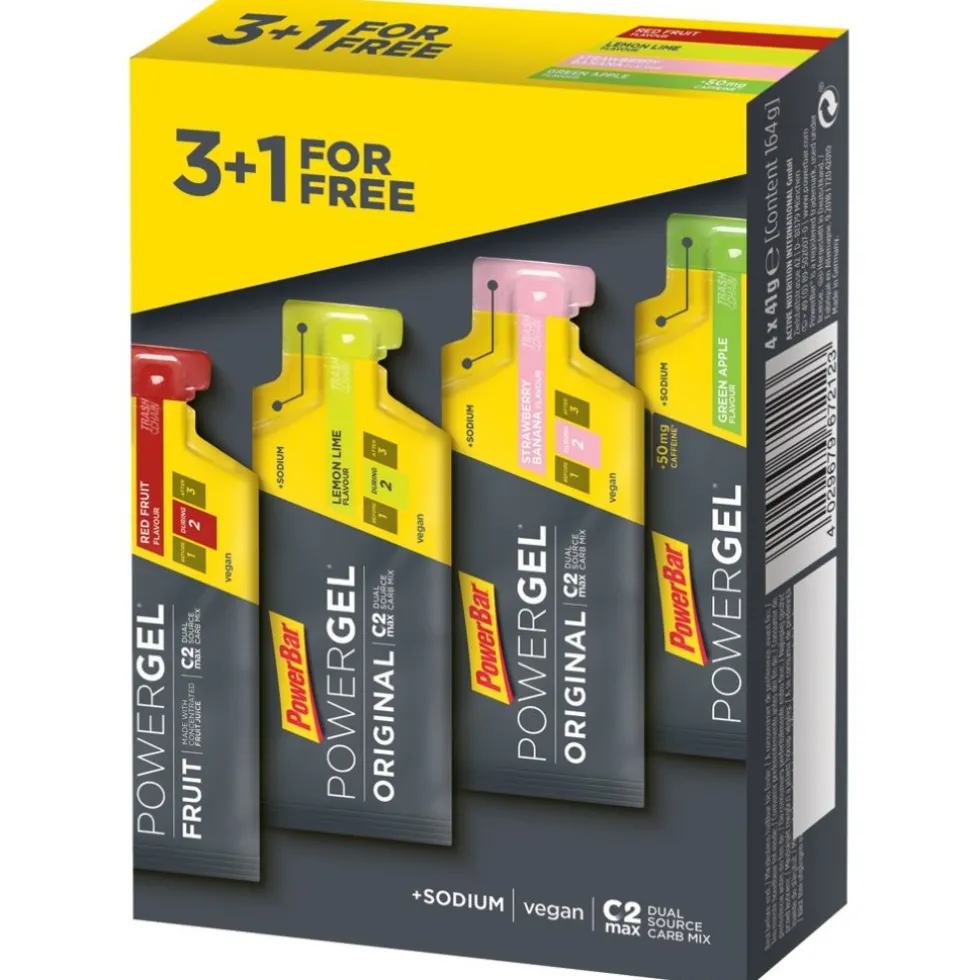 Powerbar PowerGel Multiflavour Pack - Koolhydraat Gel - 3 + 1 gratis (41g elk)