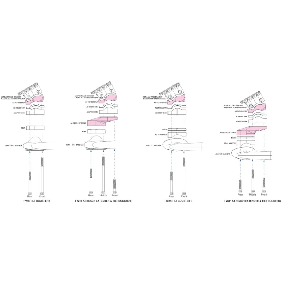 Profile Design Riser Kit - Adapters | A3 Tilt Booster | 15°