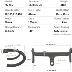 Progress PG-245 Stuur-Stuurpen-Enheid - Road | UD Carbon | 1 1/8" - zwart