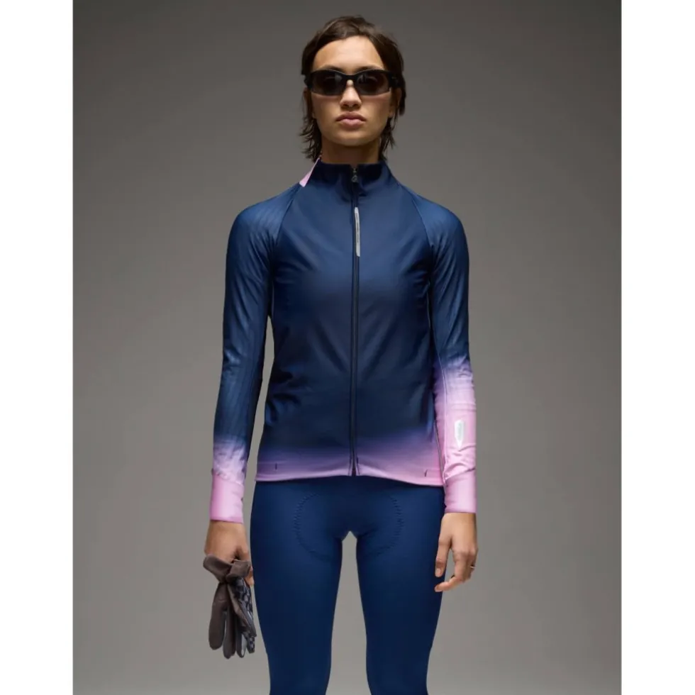 Q36.5 Gregarius Hybrid Collar Fade Fietsshirt met Lange Mouwen Dames - nautica blue