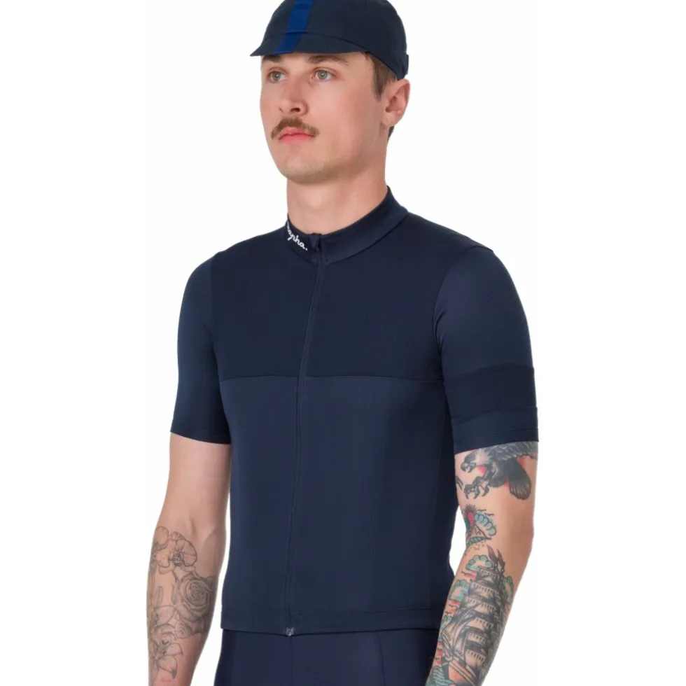 Rapha Brevet E. Fietsshirt met Korte Mouwen Heren - dark navy/white