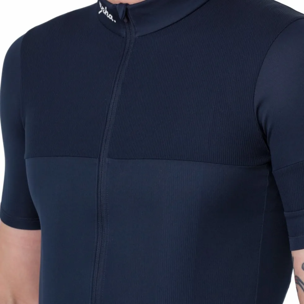 Rapha Brevet E. Fietsshirt met Korte Mouwen Heren - dark navy/white