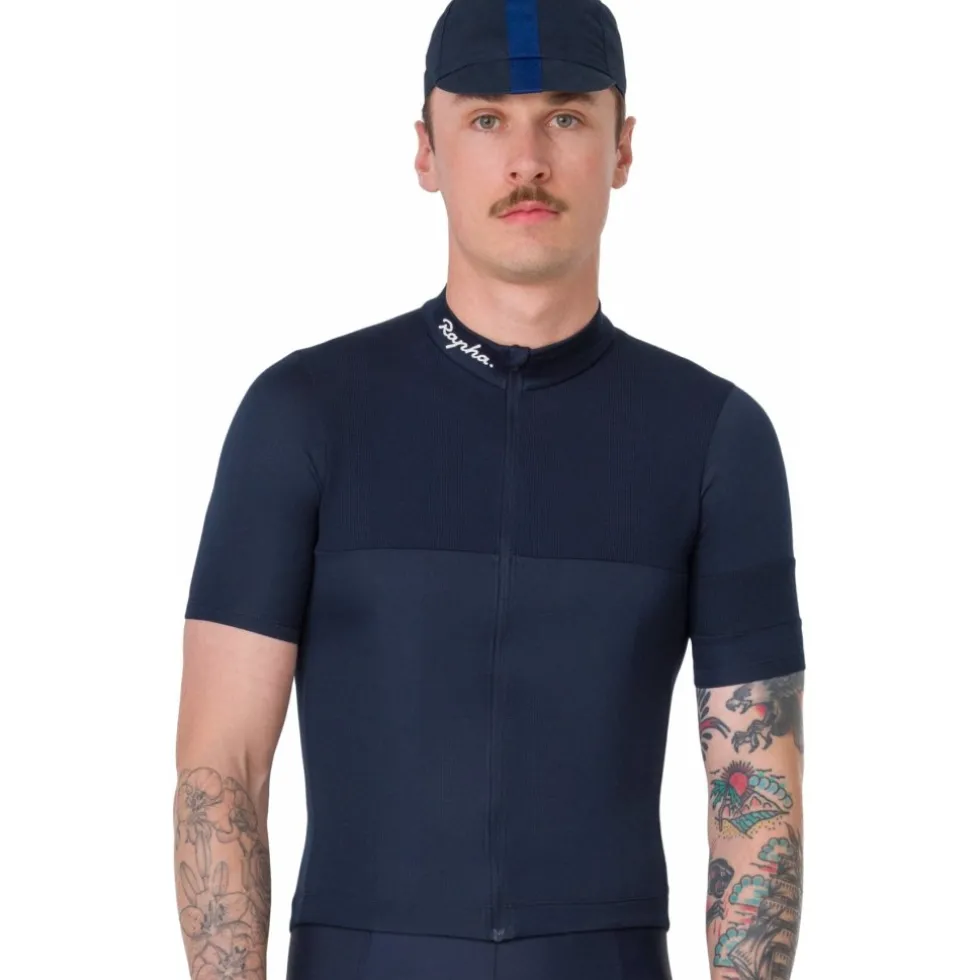 Rapha Brevet E. Fietsshirt met Korte Mouwen Heren - dark navy/white