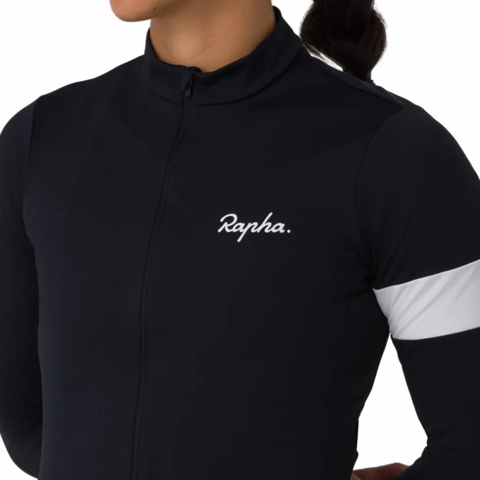 Rapha Core Thermal Fietsshirt met Lange Mouwen Dames - zwart/wit