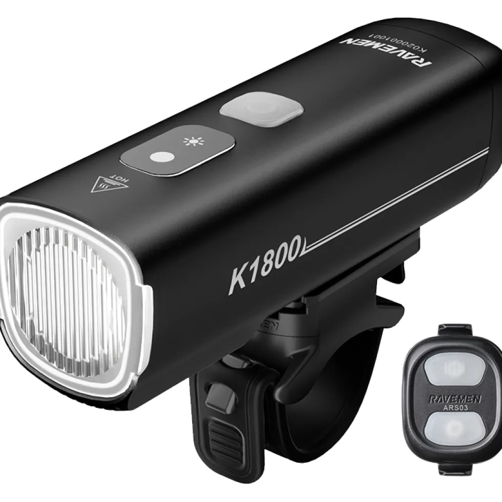 Ravemen K1800 Fietslamp Vooraan - Zwart