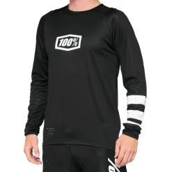 100% R-Core Fietsshirt met Lange Mouwen Kinder - zwart/wit