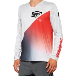 Mtb-Shirts < 1 00% R-Core X Fietsshirt et Lange ouwen Heren - grijs/racer red