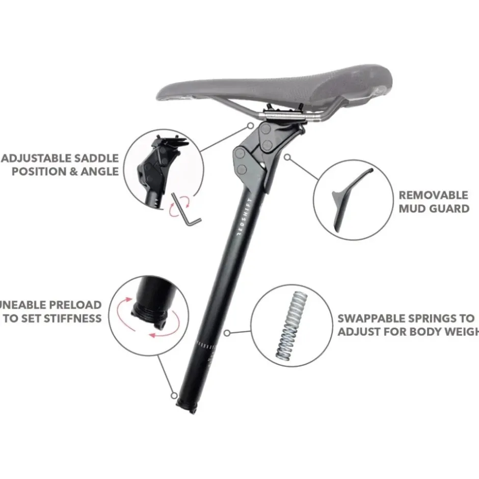 Verende Zadelpennen < Redshift ShockStop City Verende Zadelpen - Ø 31.6mm | 400mm