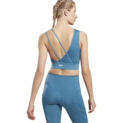 Reebok Knit Training Crop Top Dames - steely blue