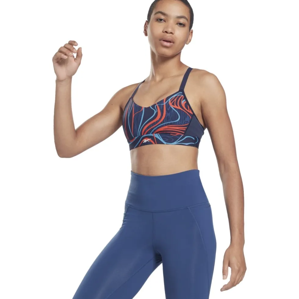 Reebok Lux Nature Grown Print Strappy Sport-BH Dames - vector navy