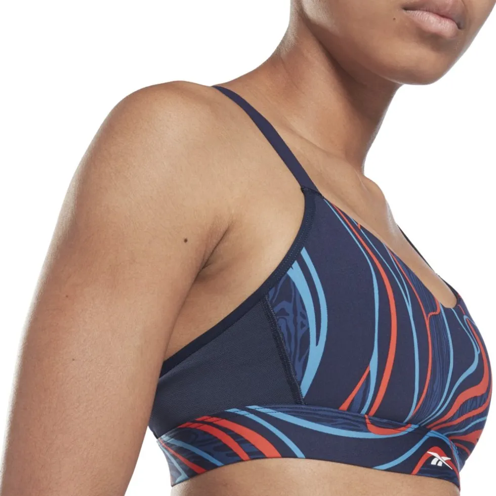 Reebok Lux Nature Grown Print Strappy Sport-BH Dames - vector navy