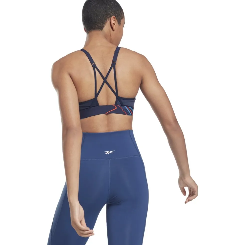 Reebok Lux Nature Grown Print Strappy Sport-BH Dames - vector navy