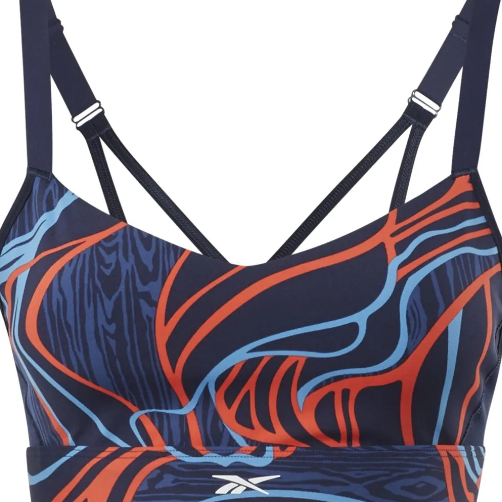 Reebok Lux Nature Grown Print Strappy Sport-BH Dames - vector navy