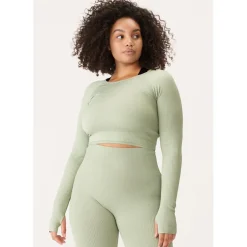 Röhnisch Seamless Crop Shirt met Lange Mouwen Dames - Desert Sage