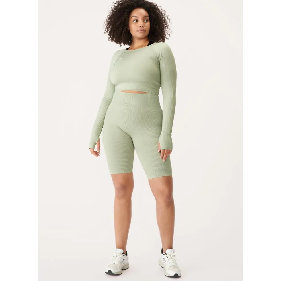 Röhnisch Seamless Crop Shirt met Lange Mouwen Dames - Desert Sage