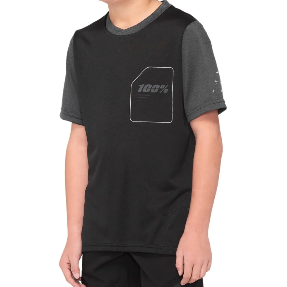 100% Ridecamp Fietsshirt Kinder - zwart/charcoal
