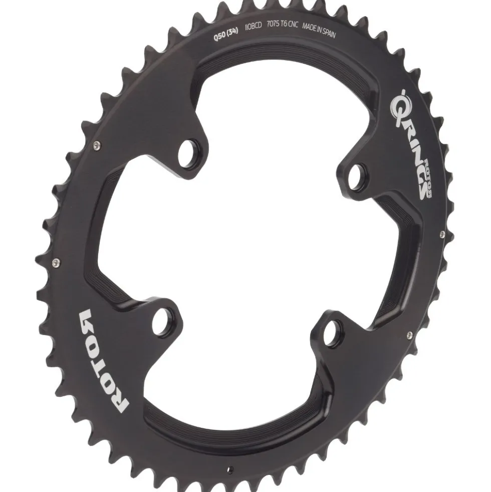 Rotor Q-Rings ALDHU 3D+ Outer Road Chainring - BCD 110x4 - oval - black