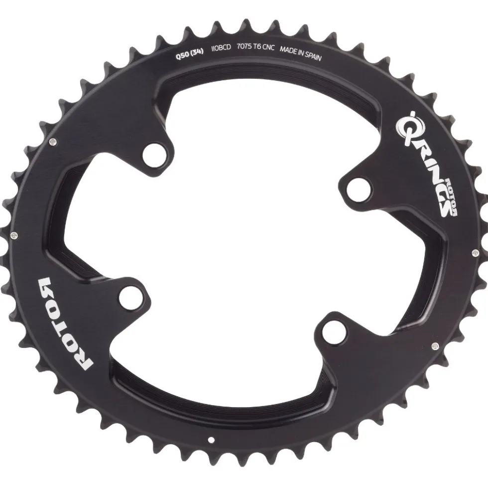 Rotor Q-Rings ALDHU 3D+ Outer Road Chainring - BCD 110x4 - oval - black