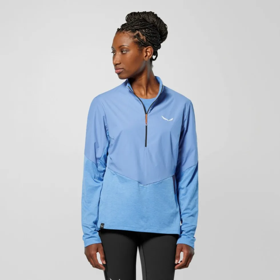 Salewa Pedroc Dry Wind Half Zip Shirt met Lange Mouwen Dames - morning blue 3150