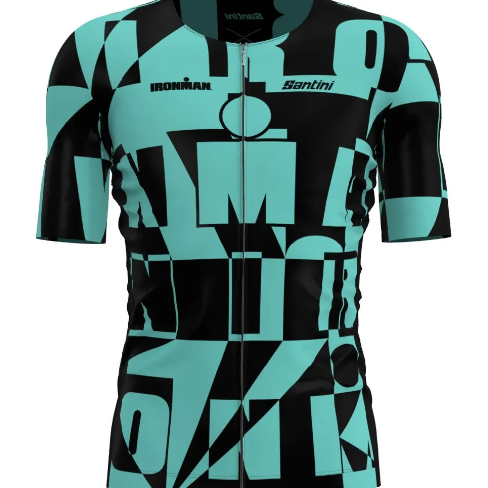 Santini Enigma IRONMAN Triatlon Fietsshirt met Korte Mouwen Heren 4I63SS00ENIGM - acqua AC